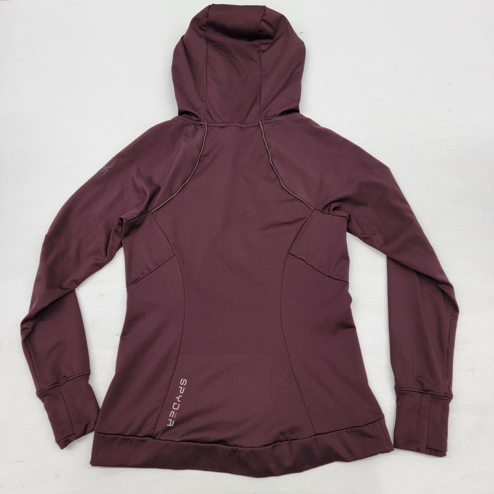 SPYDER JACKET WOMENS SZ‎ S MAROON WORKOUT RUNNING JACKET LONG SLEEVE FITTED EUC - Picture 6 of 9